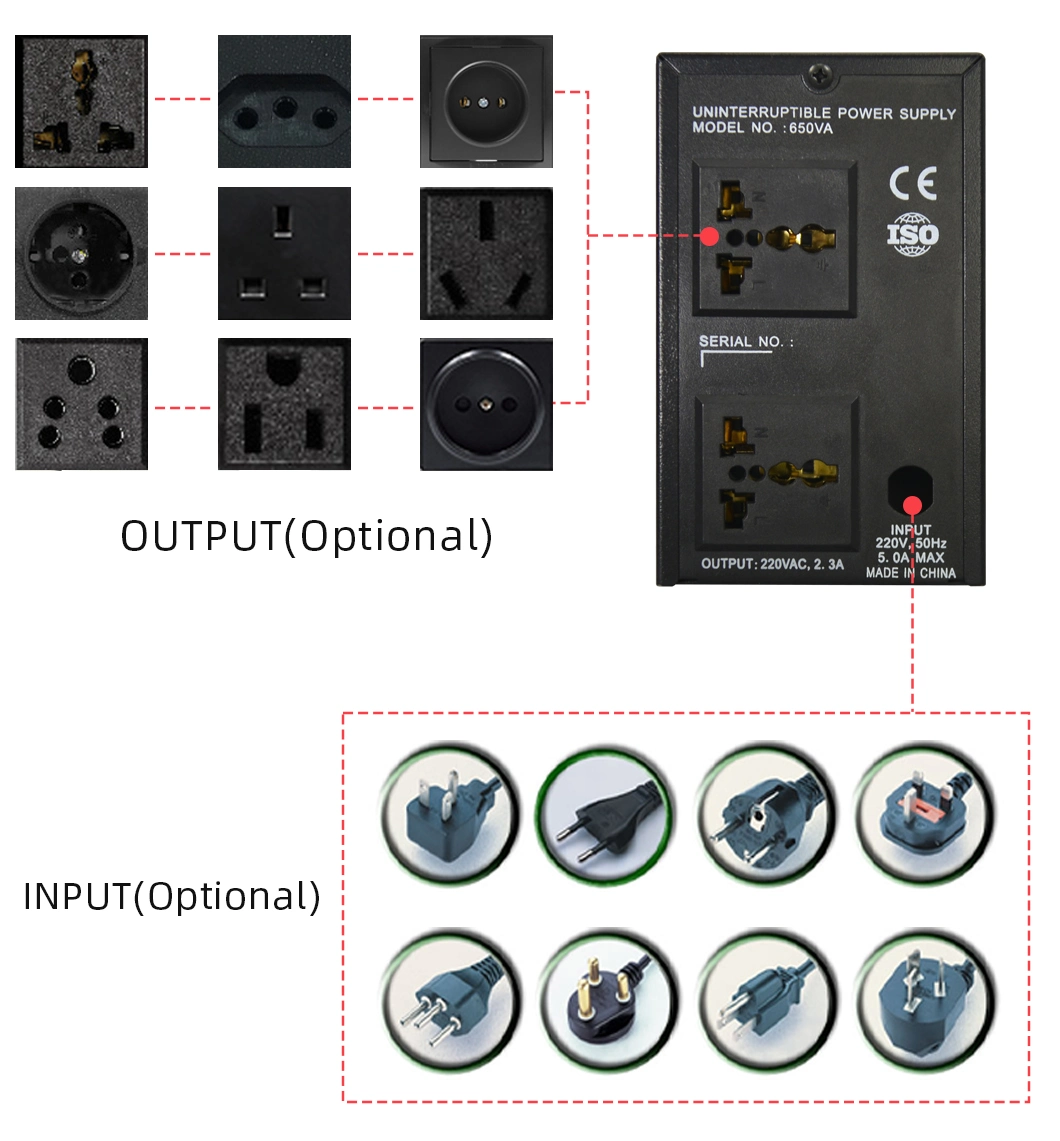 Techfine Pure Sine Wave UPS 650va 800va 1.2kVA 1.5kVA 2kVA 1.2kw 1kw off Line UPS with LCD /Battery Inside Power Supply UPS