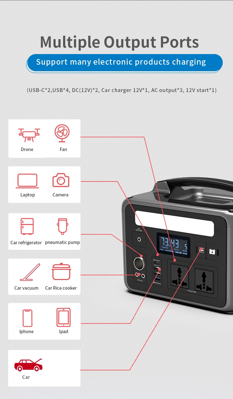 Portable Power Power Station High Capacity 1000W Solar Outdoor Camping Uninterruptible Power Supply